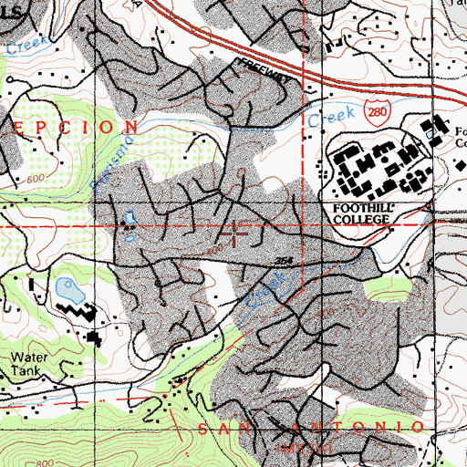 Topographic Map of Purissima School, CA