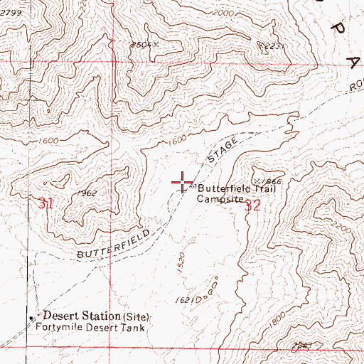 Topographic Map of Butterfield Trail Campsite, AZ
