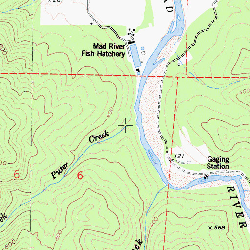 Topographic Map of Puter Creek, CA