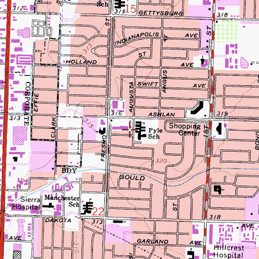 Topographic Map of Pyle Elementary School, CA