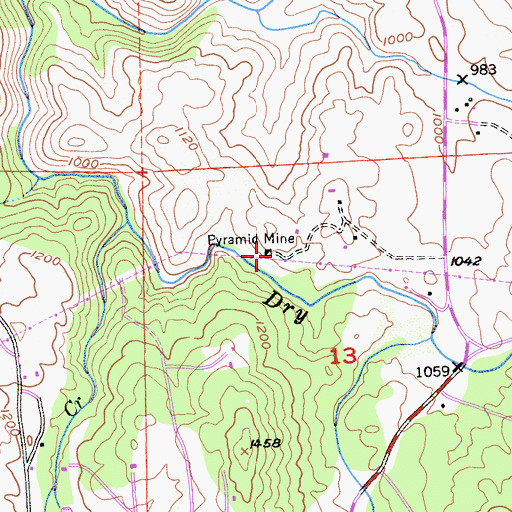 Topographic Map of Pyramid Mine, CA