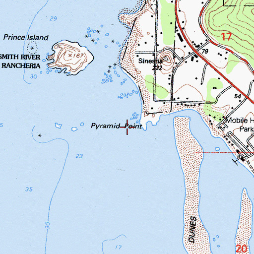 Topographic Map of Pyramid Point, CA