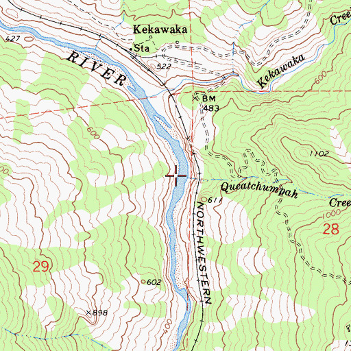 Topographic Map of Queatchumpah Creek, CA