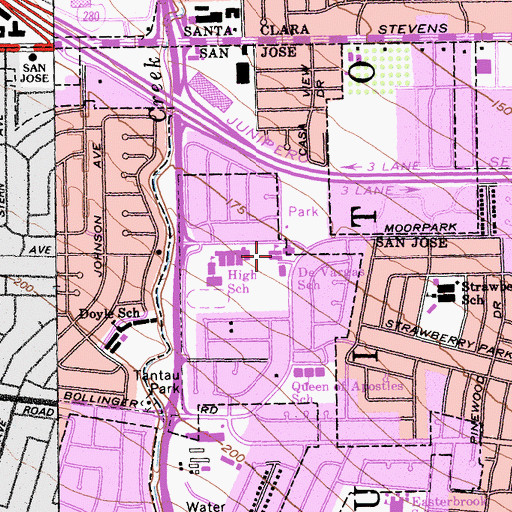 Topographic Map of Queen of Apostles School, CA