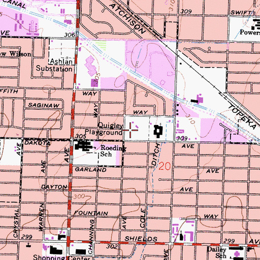 Topographic Map of Quigley Playground, CA