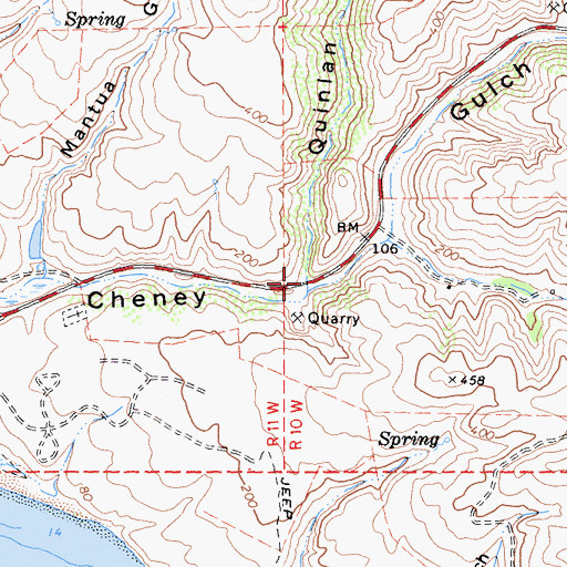 Topographic Map of Quinlan Gulch, CA