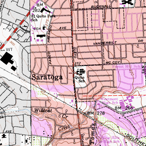 Topographic Map of Quito School (historical), CA