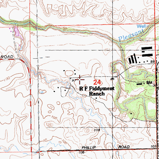 Topographic Map of R F Fiddyment Ranch, CA