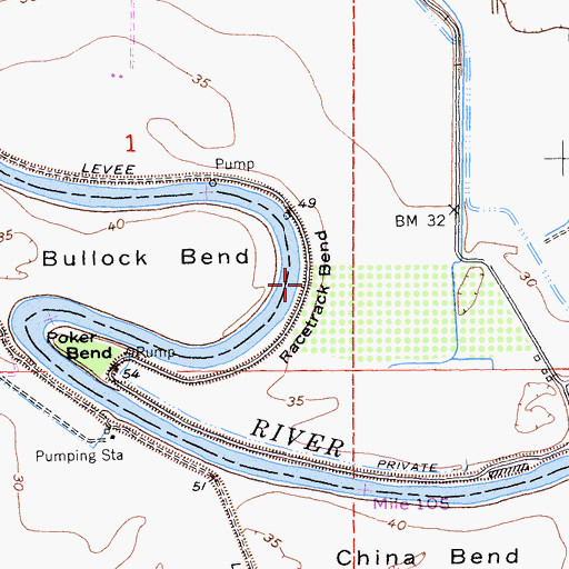 Topographic Map of Racetrack Bend, CA