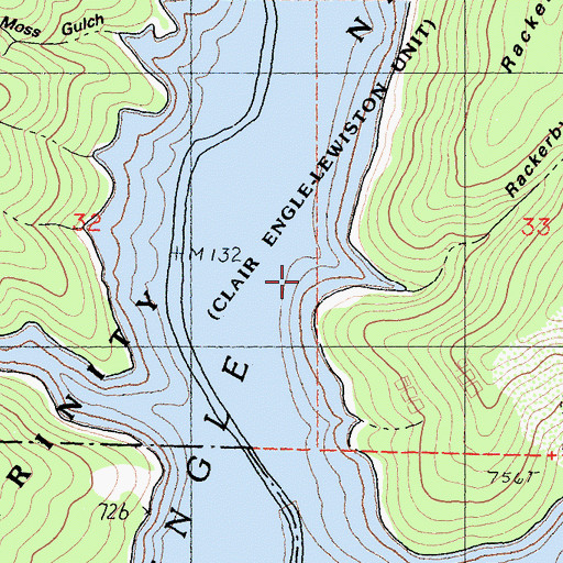 Topographic Map of Rackerby Gulch, CA