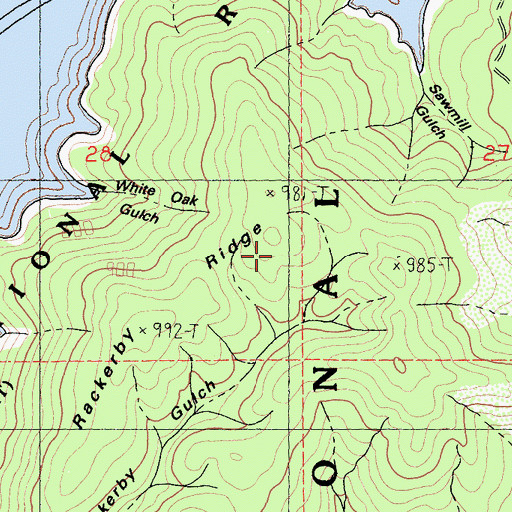 Topographic Map of Rackerby Ridge, CA