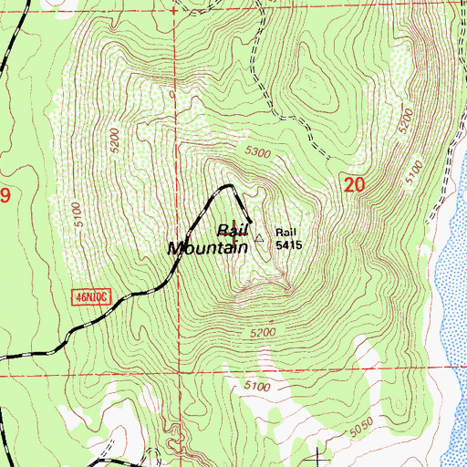 Topographic Map of Rail Mountain, CA