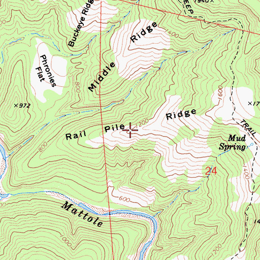 Topographic Map of Rail Pile Ridge, CA