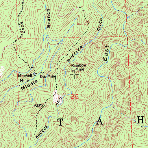 Topographic Map of Rainbow Mine, CA