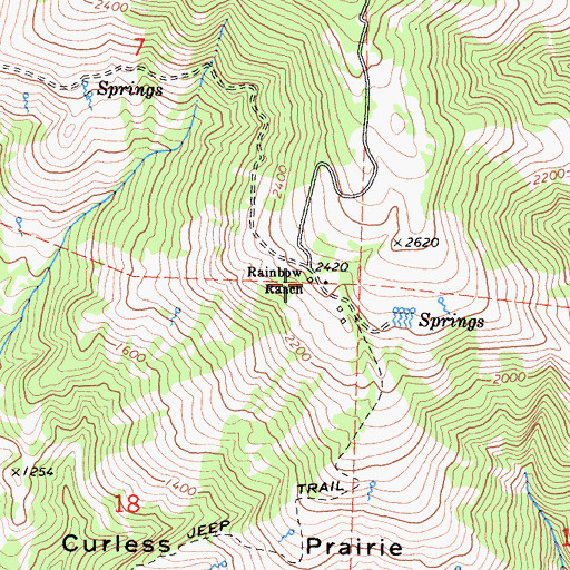 Topographic Map of Rainbow Ranch, CA