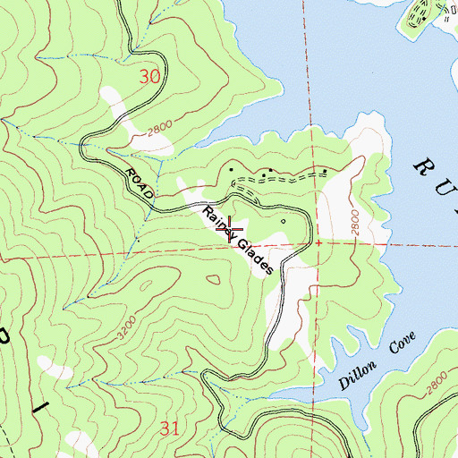 Topographic Map of Rainey Glades, CA