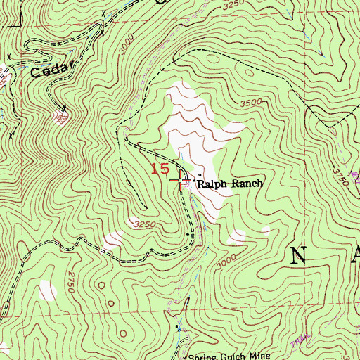 Topographic Map of Ralph Ranch, CA