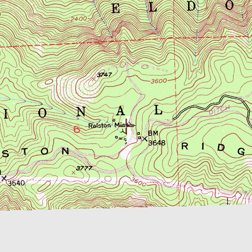 Topographic Map of Ralston Mine, CA