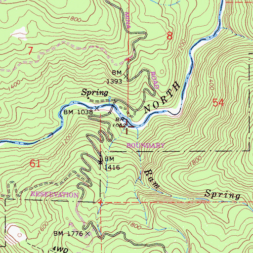 Topographic Map of Ram Spring Creek, CA