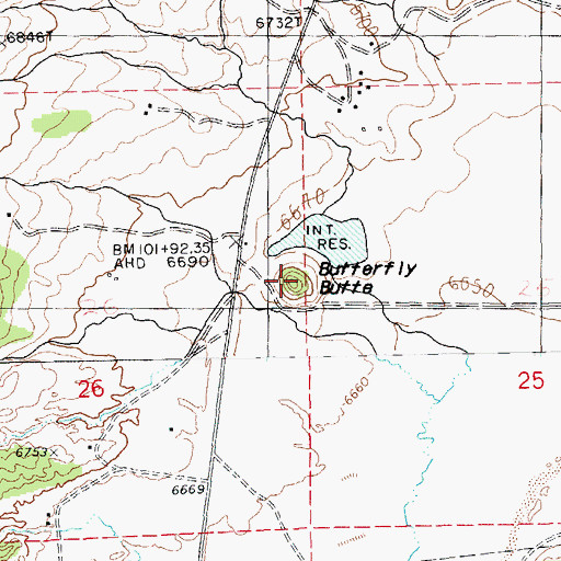 Topographic Map of Butterfly Butte, AZ