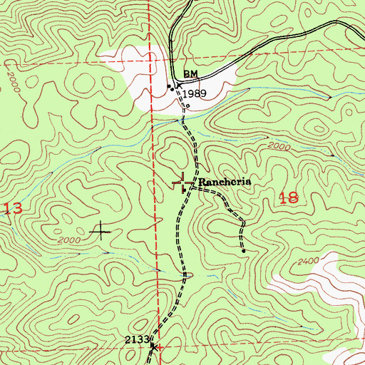 Topographic Map of Rancheria, CA