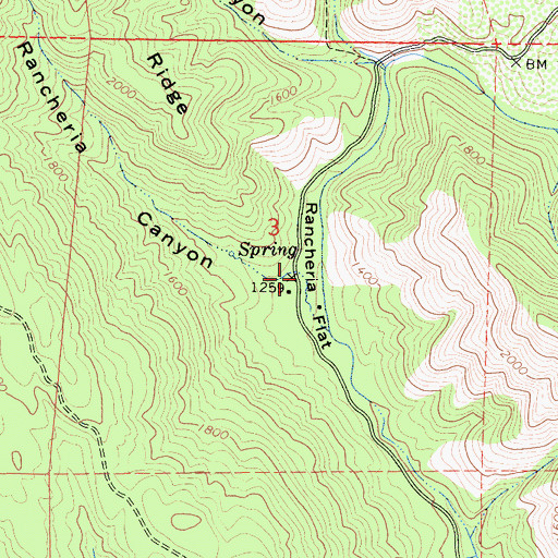 Topographic Map of Rancheria Canyon, CA