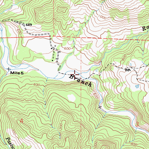 Topographic Map of Rancheria Creek, CA
