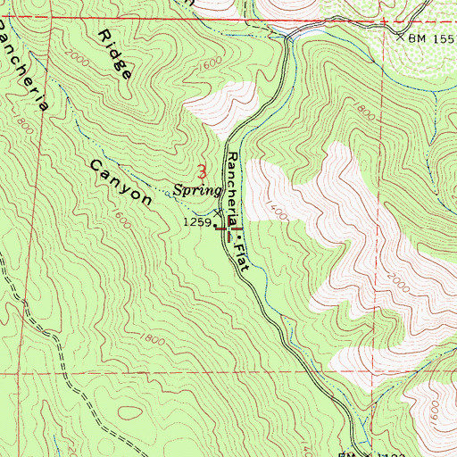 Topographic Map of Rancheria Flat, CA