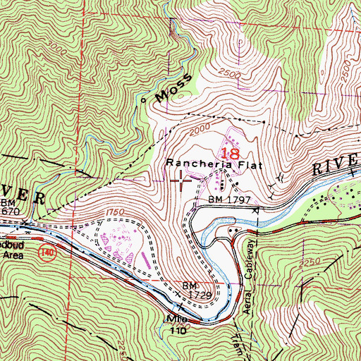 Topographic Map of Rancheria Flat, CA