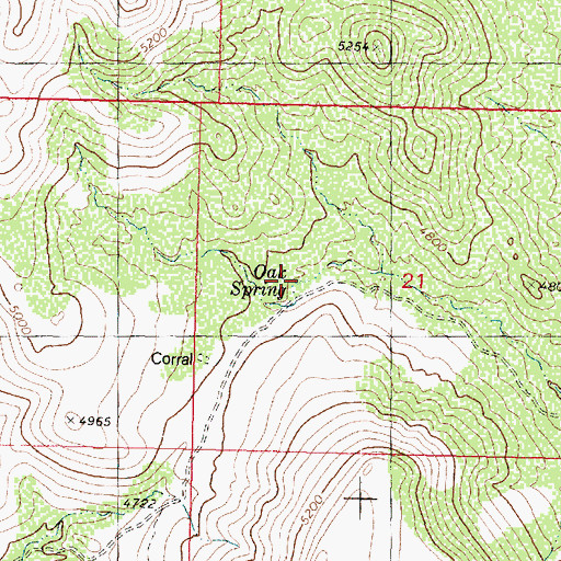 Topographic Map of Oak Spring, AZ