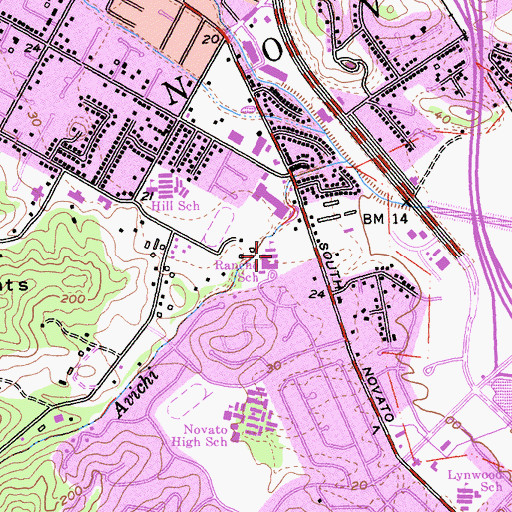 Topographic Map of Rancho Elementary School, CA