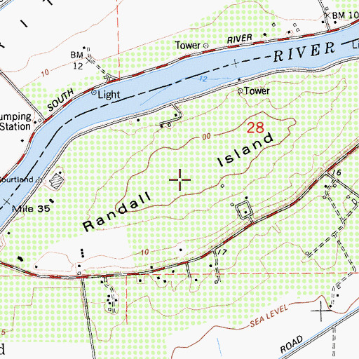 Topographic Map of Randall Island, CA