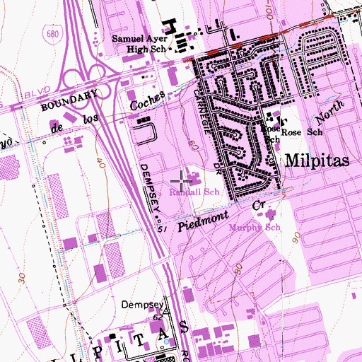 Topographic Map of Robert Randall Elementary School, CA