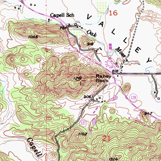 Topographic Map of Raney Rock, CA