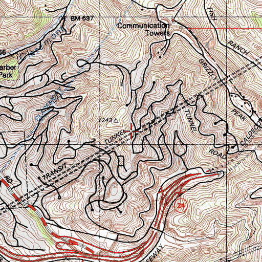 Topographic Map of Rapid Transit Tunnel, CA