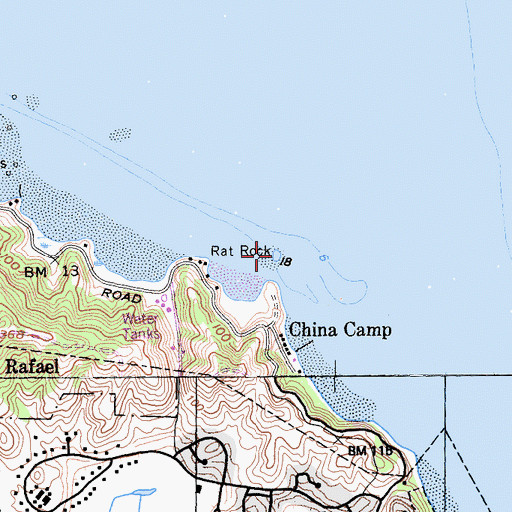Topographic Map of Rat Rock, CA