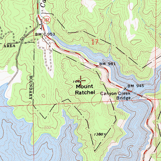 Topographic Map of Mount Ratchel, CA