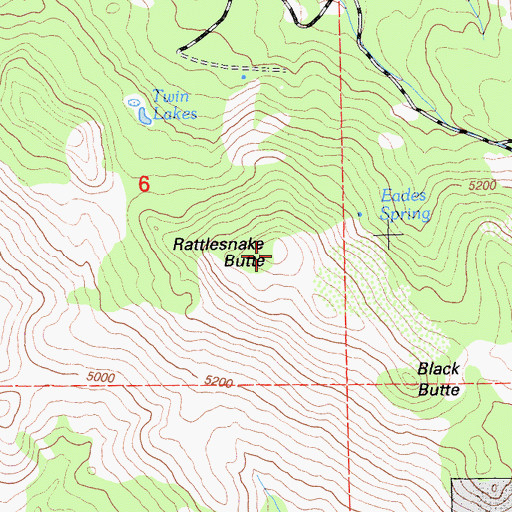 Topographic Map of Rattlesnake Butte, CA