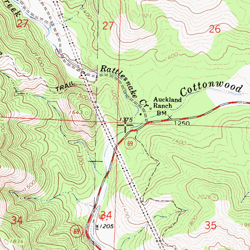 Topographic Map of Rattlesnake Creek, CA