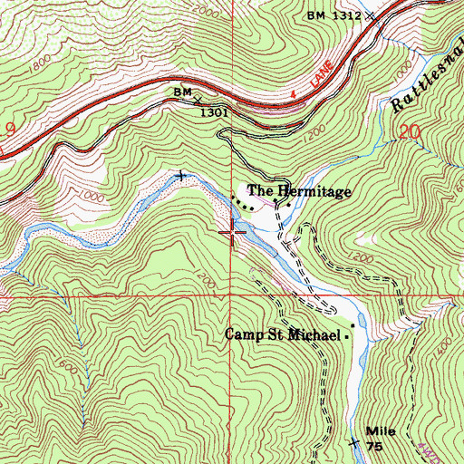 Topographic Map of Rattlesnake Creek, CA
