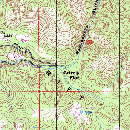 Topographic Map of Rattlesnake Gulch, CA