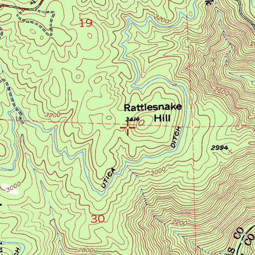 Topographic Map of Rattlesnake Hill, CA