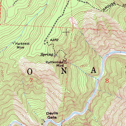Topographic Map of Rattlesnake Mine, CA
