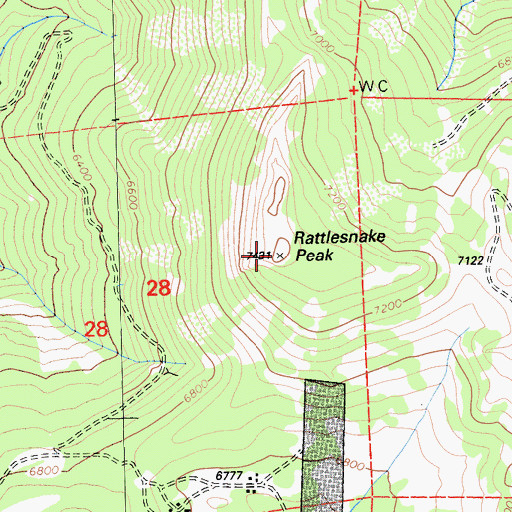 Topographic Map of Rattlesnake Peak, CA
