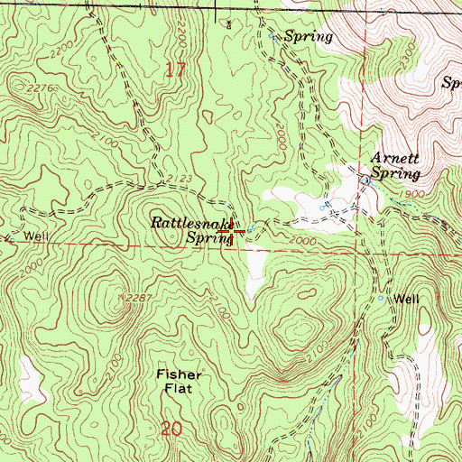 Topographic Map of Rattlesnake Spring, CA