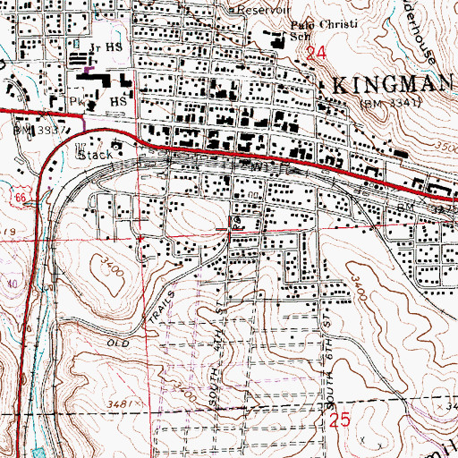 Topographic Map of Old Trails Park, AZ