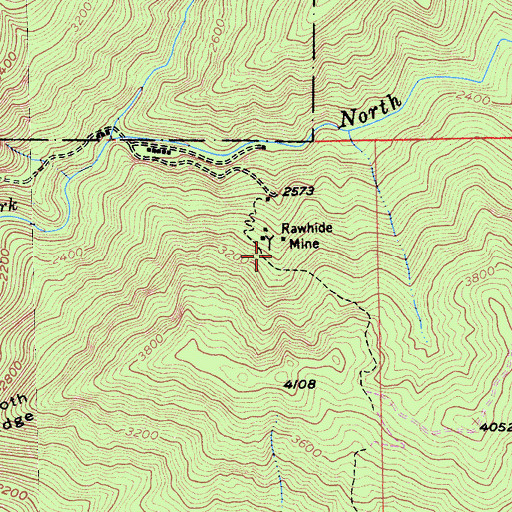 Topographic Map of Rawhide Mine, CA