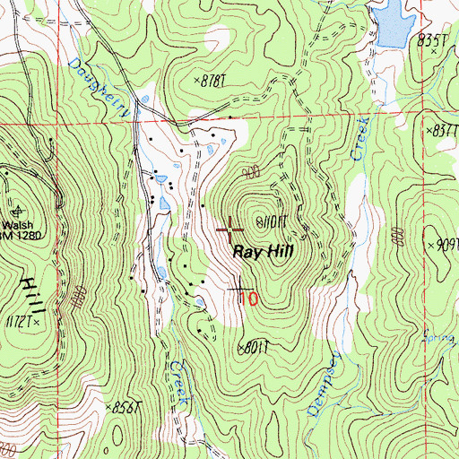 Topographic Map of Ray Hill, CA