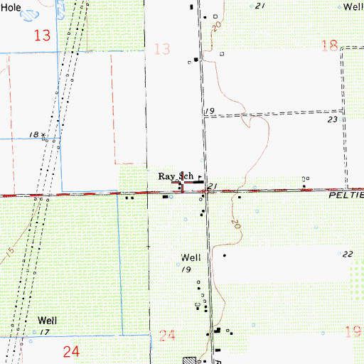 Topographic Map of Ray School, CA