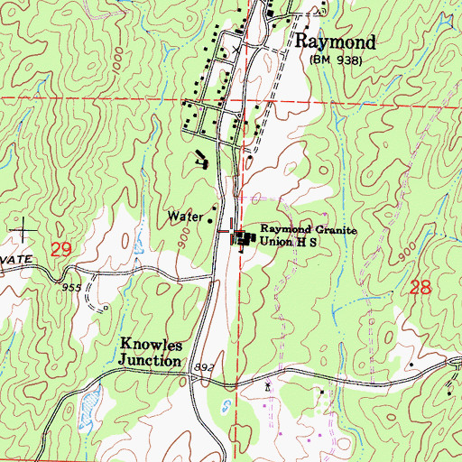 Topographic Map of Raymond Granite Union High School, CA